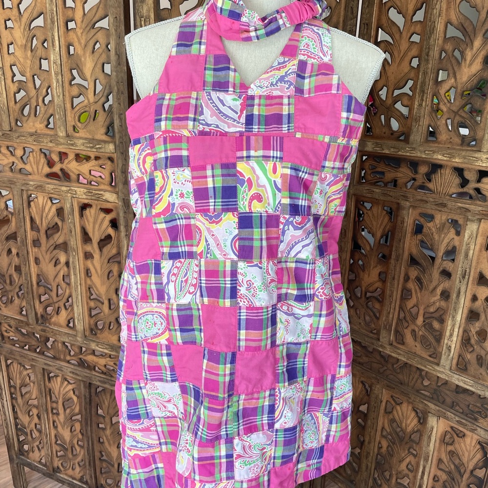 Preppy Pink and Purple Real Madras Plaid Halter Dress